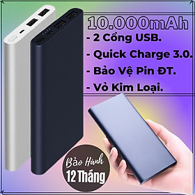 Mua Pin Sạc Dự Phòng 10000mAh Trang Bị Vỏ Kim Loại Kèm 2 Cổng USB Sạc Nhanh Lên Tới 15W  Độ Bền Cực Cao
