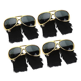 4pcs  Gold Sunglasses Funny Beard Glasses 1970s 80s Disco Rock Costume