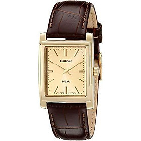 Seiko Men's SUP896 Gold-Tone and Brown Leather Solar-Power Dress Watch