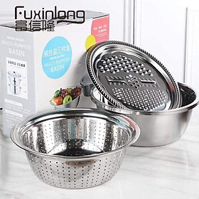 Mua Bộ thau rổ nạo bào inox 3 in 1 ( sẵn hàng )
