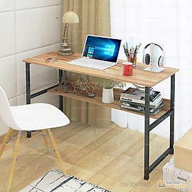 Mua Bàn Học  Bàn Làm Việc Có Kệ Lửng  Khung Thép Đen Tĩnh Điện  Mặt Gỗ MDF Dễ Dàng Lắp Ghép Di Chuyển