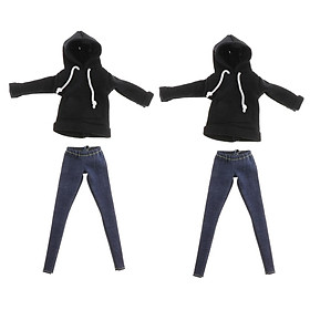 2 Packs BJD Costume Hoodie & Jeans Pants for 1/6 SD Dress Up Accessory