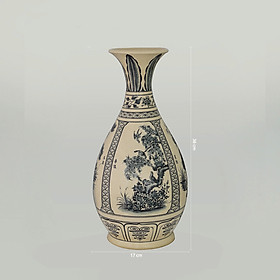 Bình tỳ bà gốm Chu Đậu - Truyền thống - F13cmxH26cm