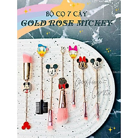 BỘ CỌ TRANG ĐIỂM 7 CÂY MICKEY GOLD ROSE ĐIÊU KHẮC PHUN SƠN TỈNH ĐIỆN CAO CẤP (KÈM TÚI ĐỰNG)