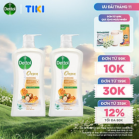 Combo 2 chai sữa tắm Dettol Onzen mật ong kháng khuẩn và dưỡng thể - chai 950G