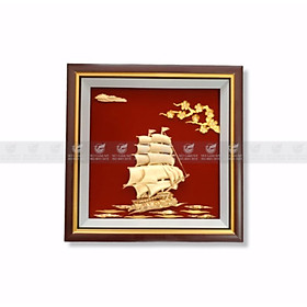 Mua Tranh thuyền buồm hoa mai dát vàng 30x30cm MT Gold Art- Hàng chính hãng  trang trí nhà cửa  phòng làm việc  quà tặng sếp  đối tác  khách hàng  tân gia  khai trương