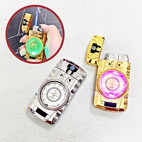 Mua Bật lửa hột quẹt khè đồng hồ 2IN1 hình đại bàng có đèn Led nhấp nháy - xài ga