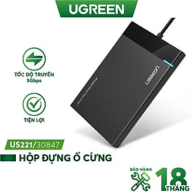 Hộp đựng ổ cứng 2.5 inch SSD, HDD hỗ trợ 6TB,chuẩn SATA UGREEN US221 vỏ nhựa ABS - Hàng chính hãng