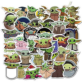 Set 60 Sticker Baby Yoda ảnh decal hình dán ép lụa