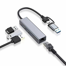 Hub USB 3.0 4 Cổng, Bộ Chia USB Hub Nhôm C Sang USB 3.0 Nhôm Cho Mac B00k