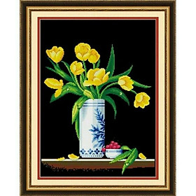 Mua Tranh thêu chữ thập 3D Bình Hoa (46*59cm) chưa thêu