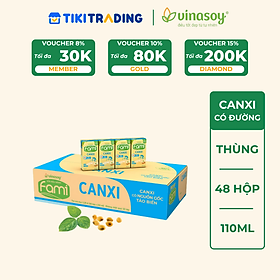 Thùng sữa đậu nành Fami Canxi có đường hộp 110ml (48hộp x 110ml)