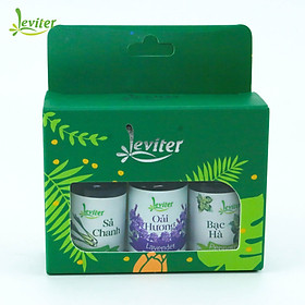 Combo 3 Chai Tinh Dầu Leviter Thư Giãn 10ml Sả chanh, Oải hương, Bạc hà - Relax Essential oil