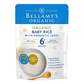 Bột Ăn Dặm Bellamys Organic Gạo và Prebiotic 125g