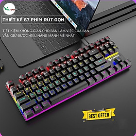 Bàn Phím Cơ Gaming XSmart K80 LED RGB 20 Chế Độ Nháy Cực Đẹp, Phím CƠ Gõ Siêu Đã, Thiết Kế Nhỏ Gọn Dùng Cho Máy Tính, Laptop - Hàng Chính Hãng