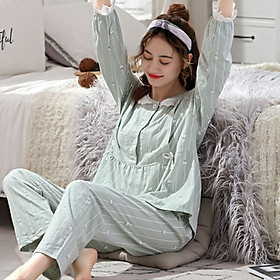 Bộ Đồ Bầu Và Sau Sinh Cho Con Bú Chất Cotton Dài Tay Azuno AZ1807 Cao Cấp Không Nhăn Phom Rộng Chất Đẹp