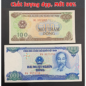 Mua Combo 2 tờ 100 đồng và 20k giấy cotton 1991 ngày xưa  MỚI 99%   sưu tầm