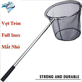 Vợt Cá Inox Vành Tròn Gấp Gọn Mắt Lưới Nhỏ Chuyên Vớt Cá To Cá Bé