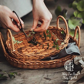 Mua Giỏ mây tế  giỏ mây pinic giỏ bầu dục có quai đựng bánh mì decor