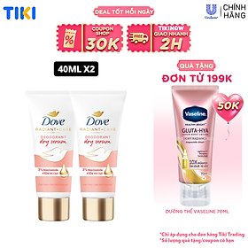 Combo 2 Kem ngăn mùi tinh chất serum vùng cánh cao cấp Dove dành cho nữ với 3% Niacinamide dưỡng da sáng mịn đều màu 40ml