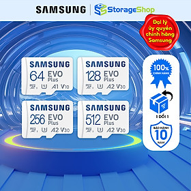 Mua Thẻ nhớ MicroSD Samsung Evo Plus tốc độ tối đa 130MB/s dung lượng 32GB/64GB/128GB/ 256GB/512GB chính hãng