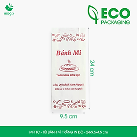 MFT1C - 24x9.5x4.5 cm - 500 Túi giấy bánh mì trắng có in