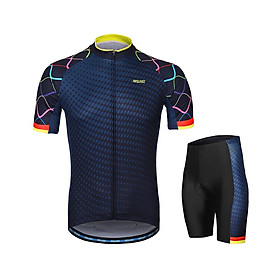 Bộ quần áo chạy xe đạp chuyên dụng ARSUXEO với áo ngắn tay và quần đùi, được làm từ 100% polyester, hút ẩm, thoáng khí và nhanh khô,đệm lót 3D ngắn giúp giảm đau hông-Màu 3-Size N