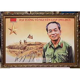 Tranh in dầu, Bác Giáp với Điện Biên Phủ -IN210 (68x98cm)