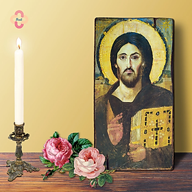 Mua Icon Chúa Với 2 Gương Mặt Beati - Tranh Gỗ Thủ Công Rustic / Icon of Christ Pantocrator