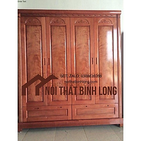 Tủ quần áo gỗ xoan đào 4 buồng giá thật