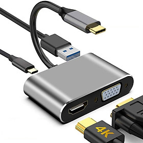 Type-c to Hdmi+vga 4 in 1 Docking Station USBC Concentrator