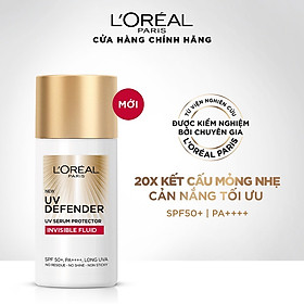 Kem Chống Nắng L'ORÉAL Paris X20 Thoáng Da Mỏng Nhẹ UV Defender Serum Invisible Fluid SPF50+ PA++++ 50ml