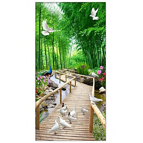Mua Tranh dán tường khổ dọc cảnh lối vào rừng tre trúc tuyệt đẹp LV-0269