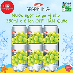 Nước ngọt có ga giải khát vị Nho (NƯỚC NHO CÓ GA) 350ML X 6 CHAI OKF Hàn Quốc