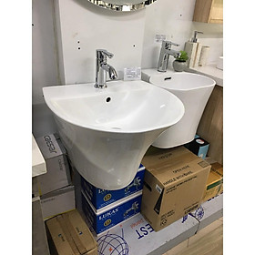 Mua Chậu lavabo rửa mặt tròn treo tường liền chân viền mỏng
