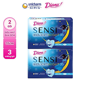 Bộ 2 Gói Băng Vệ Sinh Diana Sensi Cool Fresh Night 35cm 3 Miếng/Gói