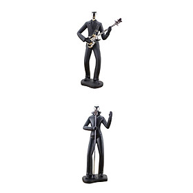 Hình ảnh 2x Music Instrument Player Sculpture Figurine Supplies Office Ornament