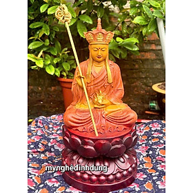 Mua Tượng phật địa tạng vương bồ tát bằng gỗ hương đá sơn pu giả cổ kt cao 30x15x15cm