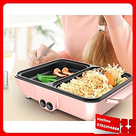Mua Bếp Điện 2 Ngăn 2 Trong 1 Vừa Ăn Lẩu Vừa Ăn Nướng  Chống Dính Tiện Lợi 2-5 Người Ăn - Loại Tốt