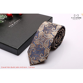 Cavat Vạt Hàn Quốc cao cấp bản nhỏ 6cm, Họa tiết retro Paislay - tặng kèm hộp