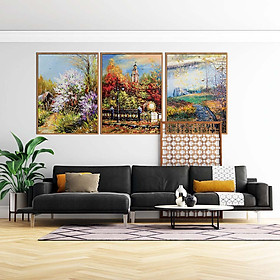 Bộ tranh canvas sơn dầu mùa thu châu âu - b3c006