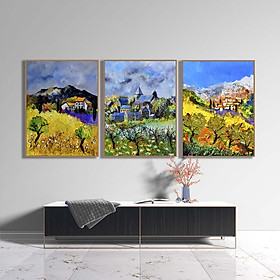 Mua Bộ 3 tranh canvas phong cách sơn dầu - Phong cảnh Châu Âu - PC038 - 60x80cm x3