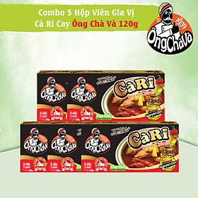 Combo 5 hộp viên gia vị cà ri gold cay ông chà và 120g
