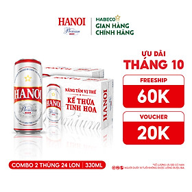Combo 2 Thùng Bia Hanoi Premium - Thùng 24 lon 330ml