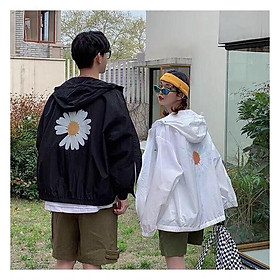 Áo khoác dù in hình Hoa Cúc 123SHOP dành cho cặp đôi cho nam cho nữ có mũ, jacket form rộng có 2 màu unisex ulzzang