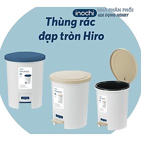 Mua Thùng rác loại đạp tròn kèm ruột Hiro  kháng khuẩn khử mùi  ngăn mùi hôi - Hàng Inochi chuẩn Nhật ( Tặng kèm Sticker)