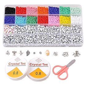 Glass Beads Set w/String Clasps DIY Bracelet Necklaces Jewelry Making