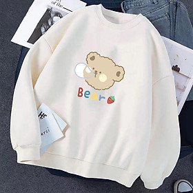 Áo sweater in hình Gấu thổi bóng siêu cute áo thu đông cổ tròn dài tay