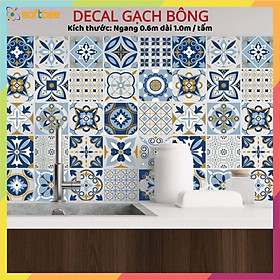 Decal gạch bông dán nhà bếp, dán trang trí ( kích thước 0.6m x 1.0m / miếng ), không thấm nước, có keo sẵn mặt sau, hình ảnh in sắc nét