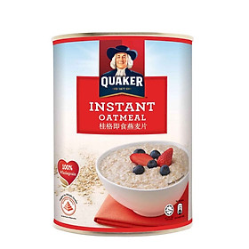 Yến Mạch Nghiền Hiệu Quaker Instant Oatmeal Màu Đỏ -  Hộp Thiếc 800Gram [ Nhập Khẩu ] 